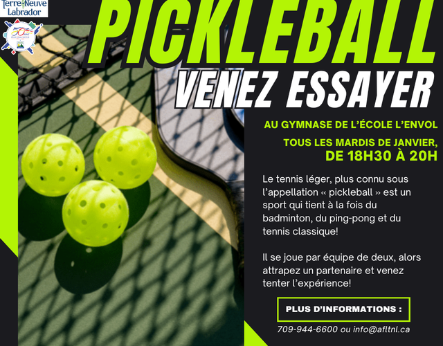 Venez jouer au pickleball!